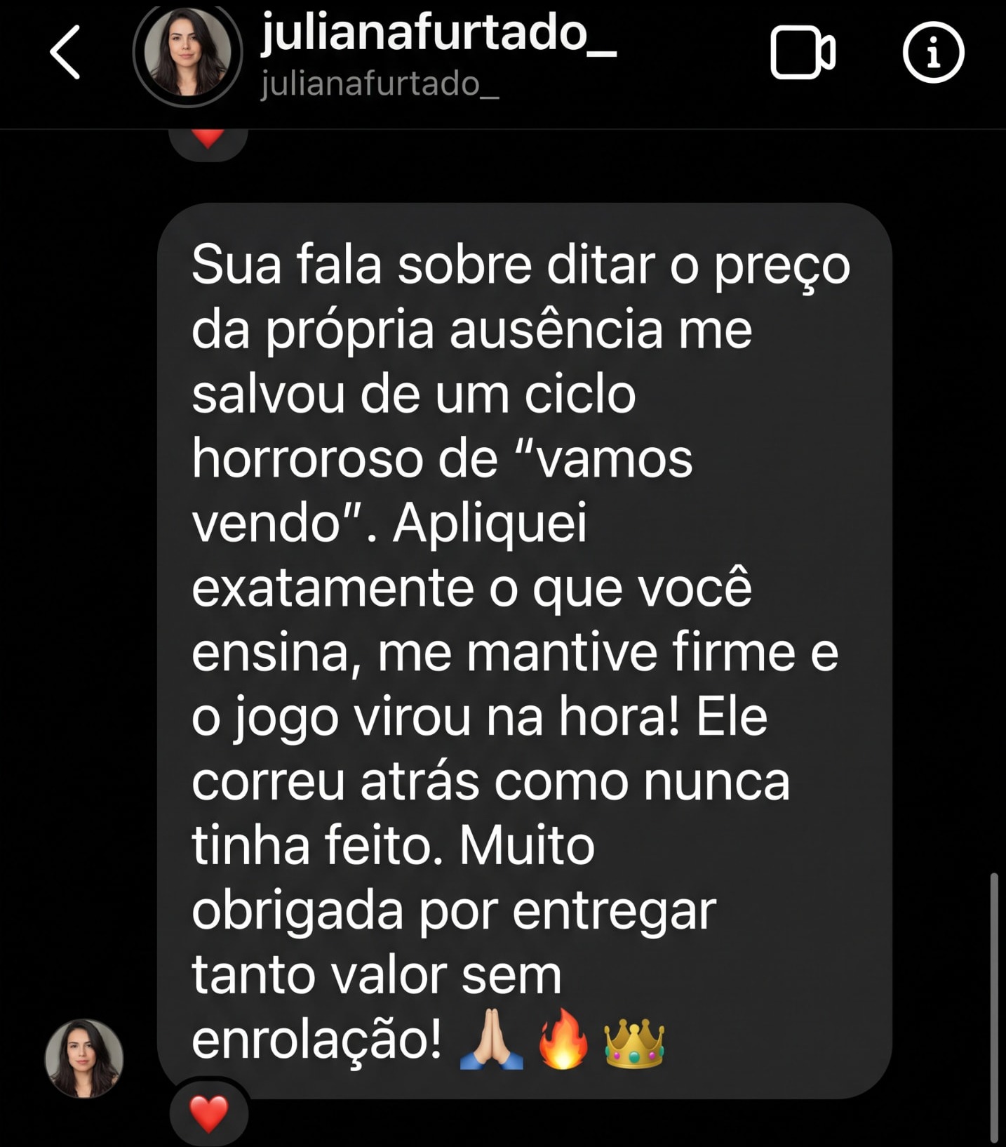 Mensagem de seguidora 1